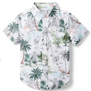 Janie and Jack Boys' Tropical Flamingo Palms Beach Poplin Shirt 18-24 Months